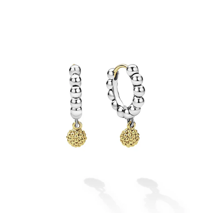 Two-Tone Caviar Beaded Huggie Earrings