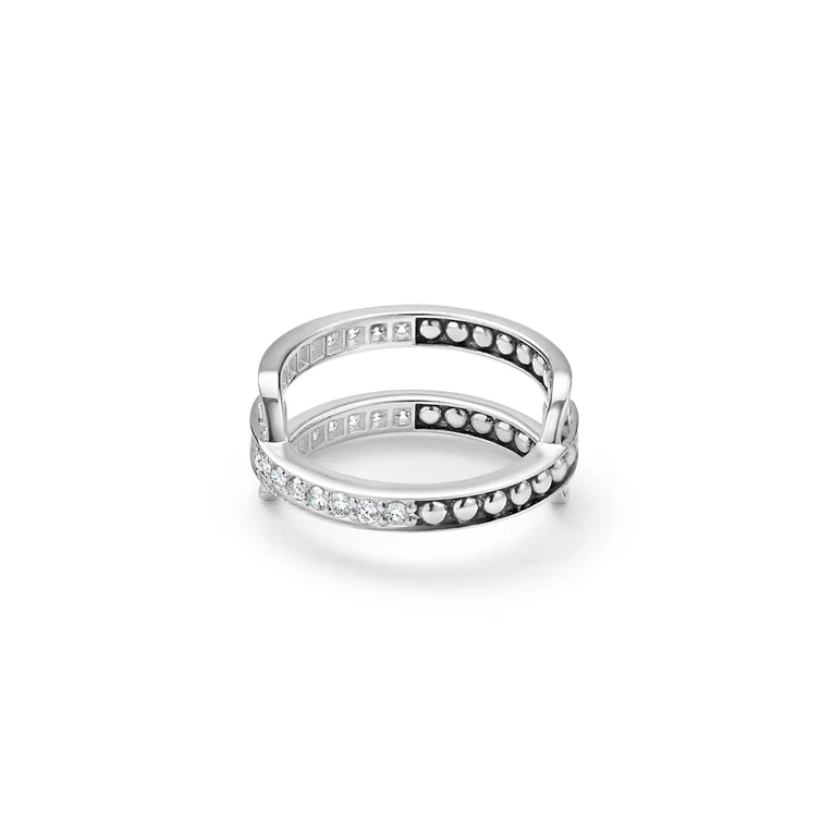 Silver Caviar Linear Diamond Ring