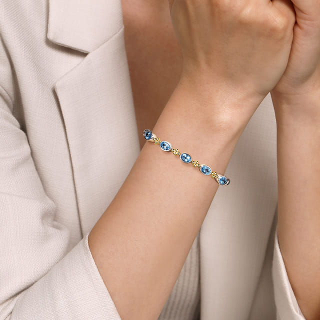 Bujukan Blue Topaz Open Bangle Bracelet