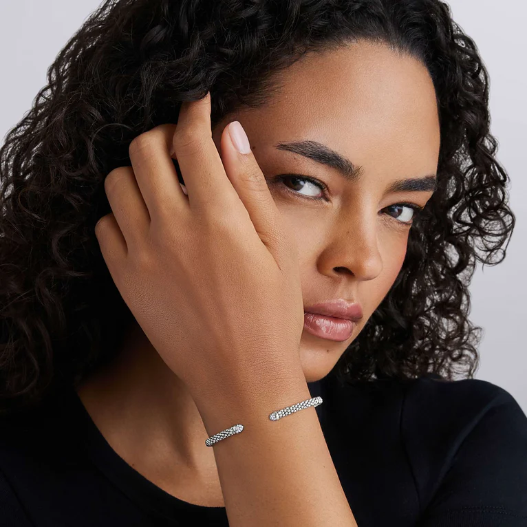 Sterling Silver Diamond Mini Versa Torque Bracelet