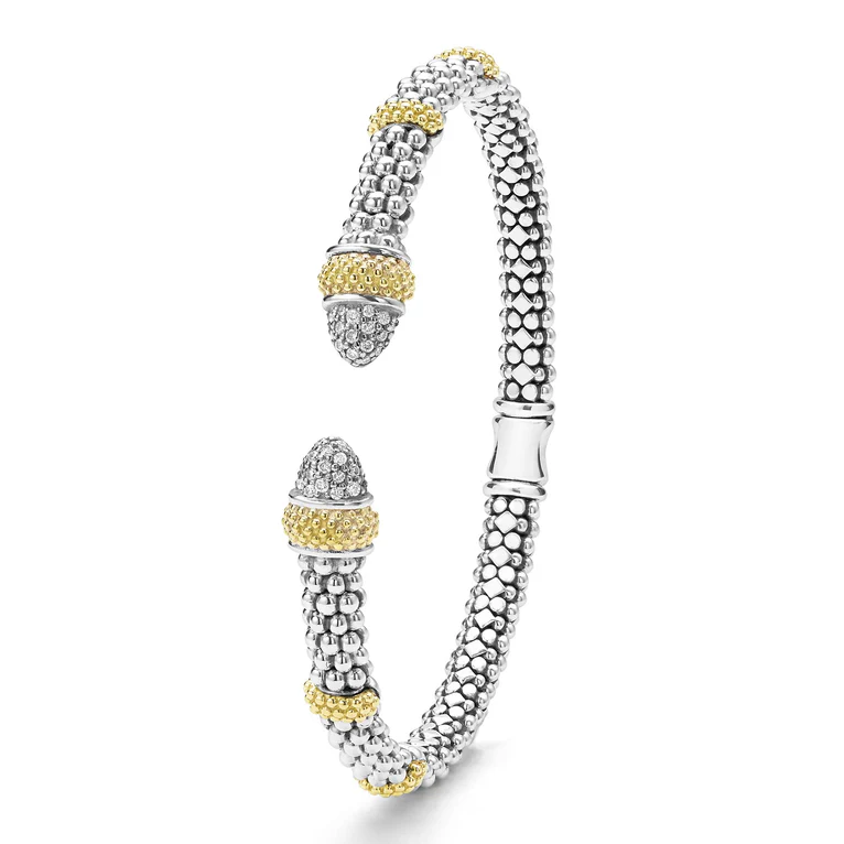 Two-Tone Caviar Diamond Versa Torque Bracelet