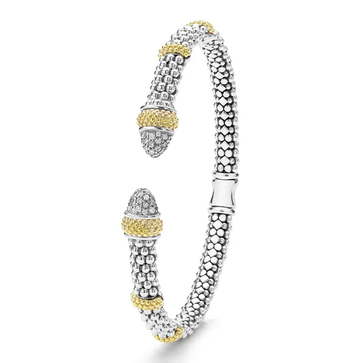 Two-Tone Caviar Diamond Versa Torque Bracelet