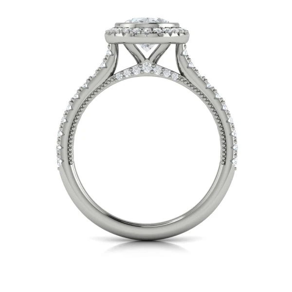 Oval Bezel Halo Engagement Ring
