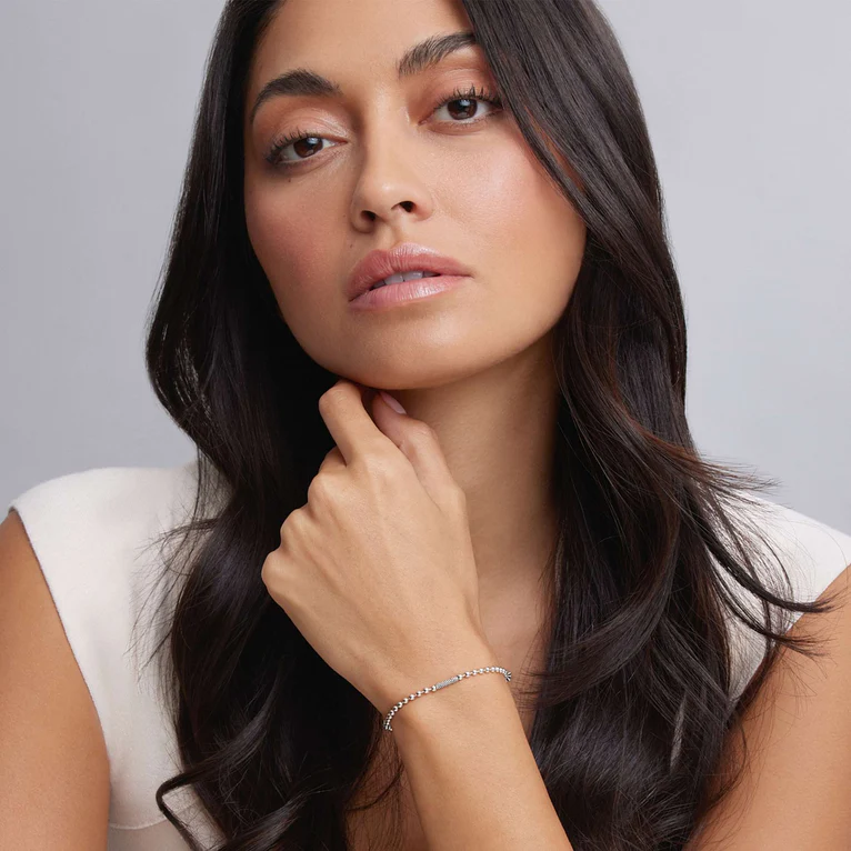 Silver Caviar Beaded Bracelet