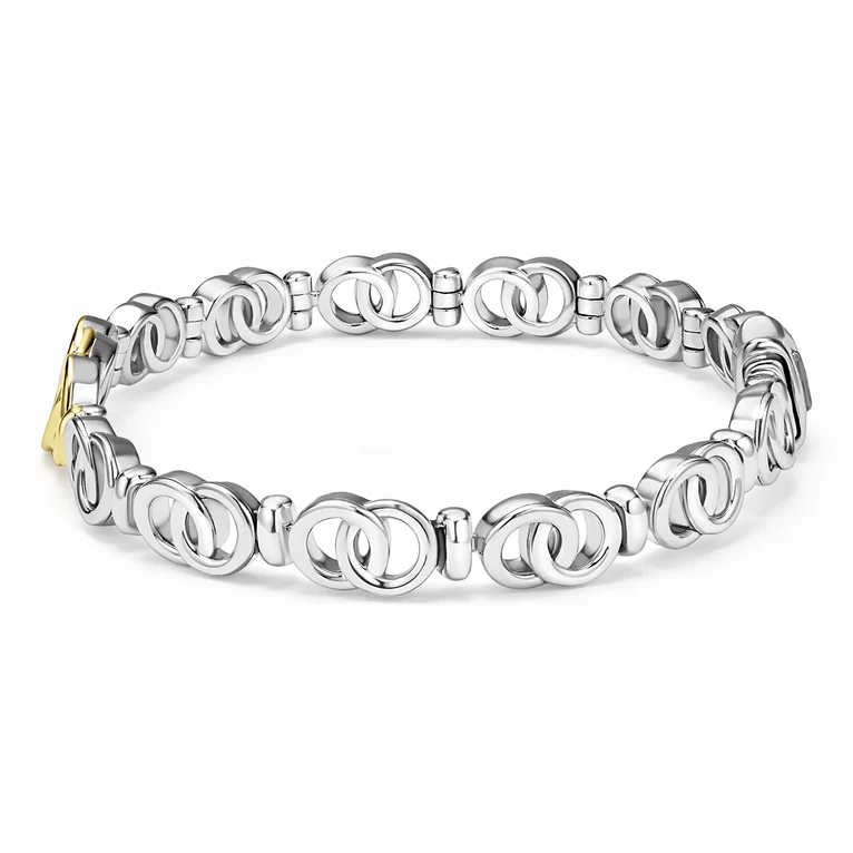 Two-Tone Petite Interlocking Diamond Link Bracelet