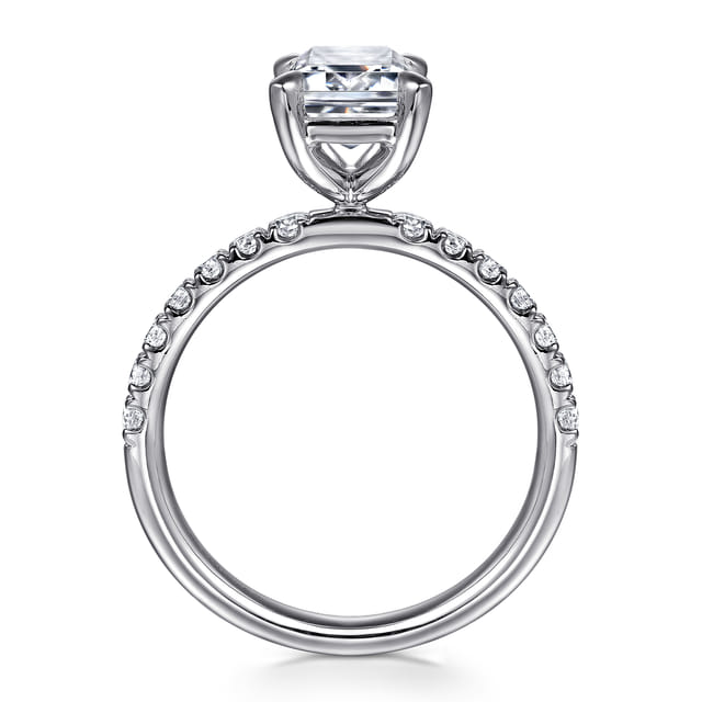 14K White Gold Emerald Diamond Engagment Ring