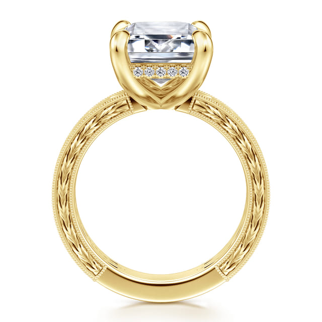 Vintage-Inspired 14K Yellow Gold Emerald Cut Solitaire Engagement Ring