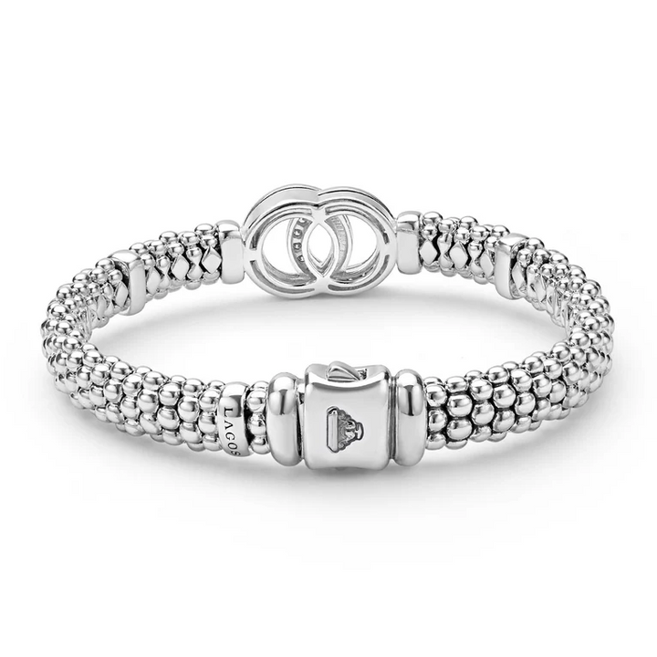 Silver Interlocking Diamond Caviar Bracelet