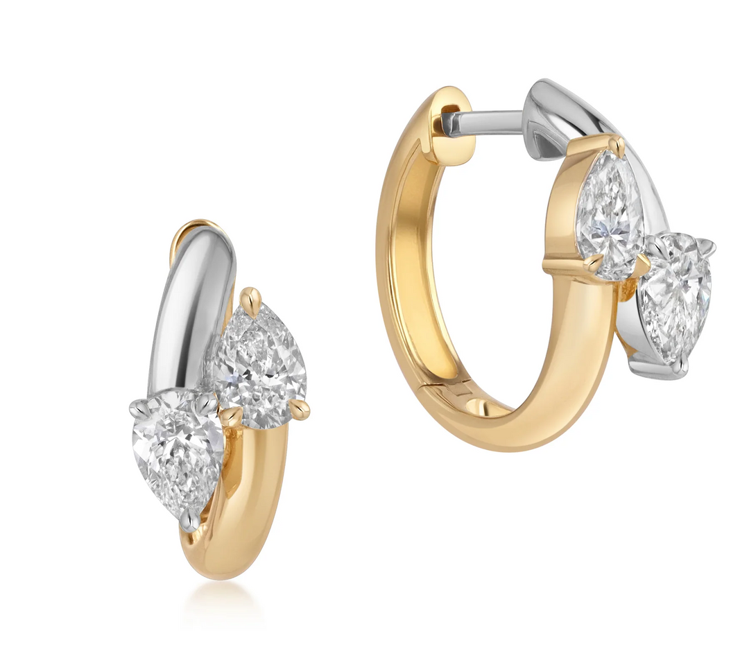 Interlocking Two Tone Diamond Hoops