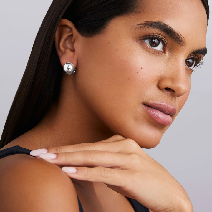 Silver Round Huggie Earrings