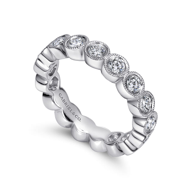 14K White Gold Bezel Set Diamond Eternity Band