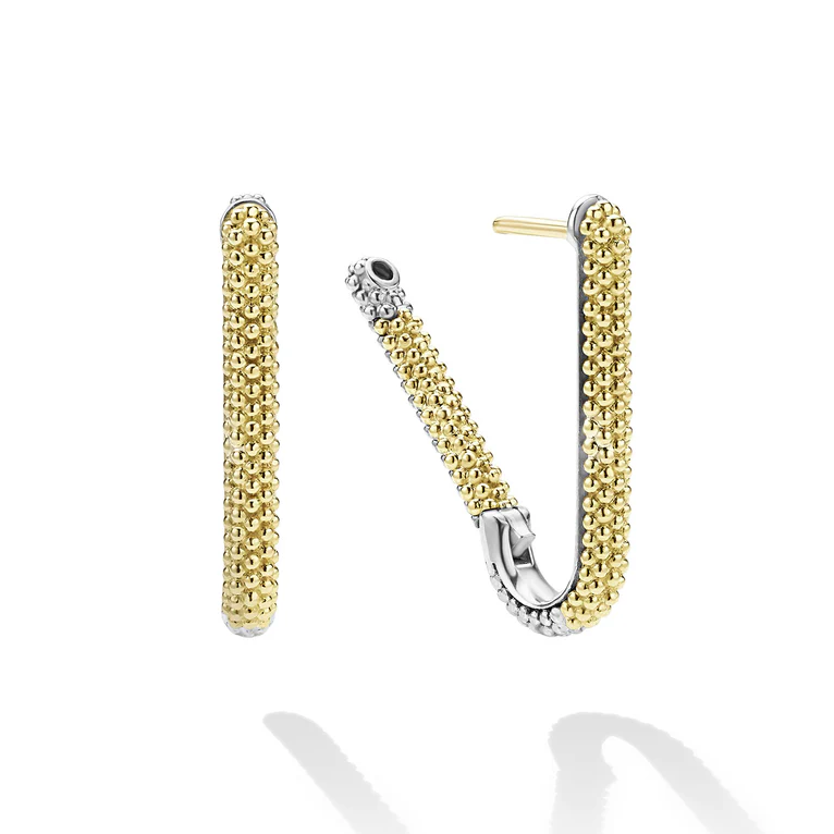 Two-Tone Mini Caviar Hoop Earrings