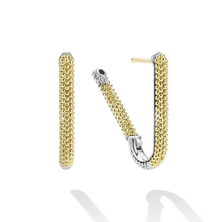 Two-Tone Mini Caviar Hoop Earrings