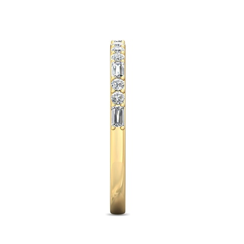 14K Yellow Gold Round & Baguette Diamond Band