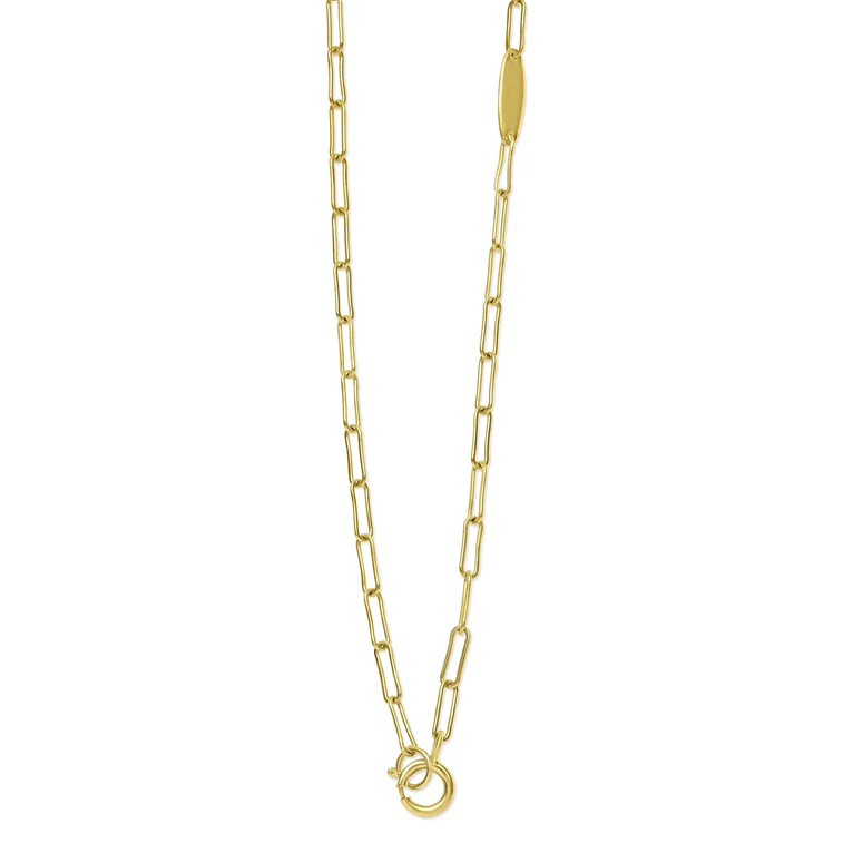 18K Gold Paperclip Link Chain Necklace