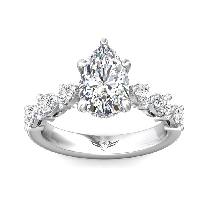 Channel & Shared Prong Pear Diamond Engagement Ring