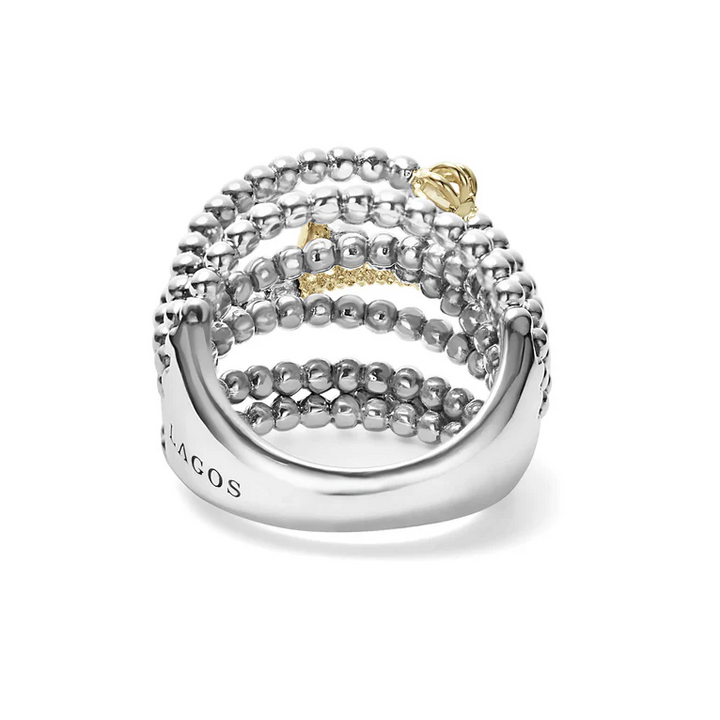 Two-Tone Caviar Statement Ring