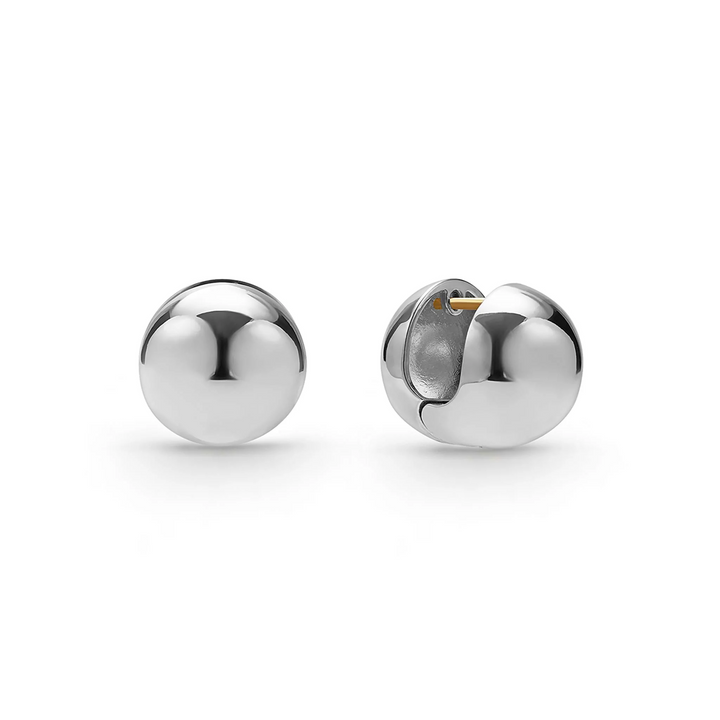 Silver Round Huggie Earrings