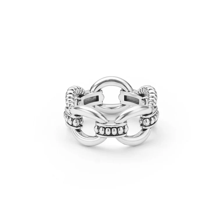 Sterling Silver Caviar Link Ring