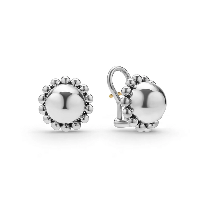 Silver Round Omega Clip Earrings