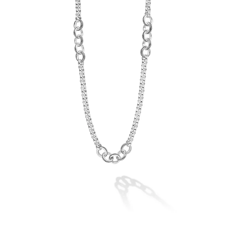 Silver Ring Link Station Necklace