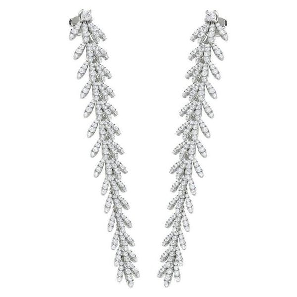 14K White Gold Convertible Diamond Cascade Earrings