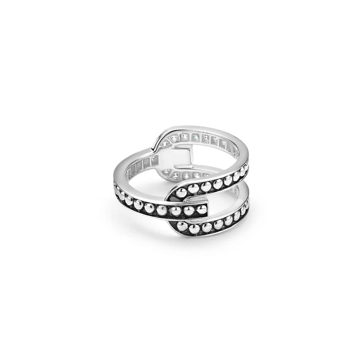 Silver Caviar Linear Diamond Ring