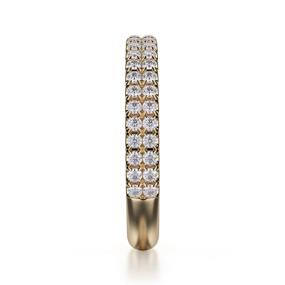 18k Yellow Gold Double Row Diamond Wedding Band