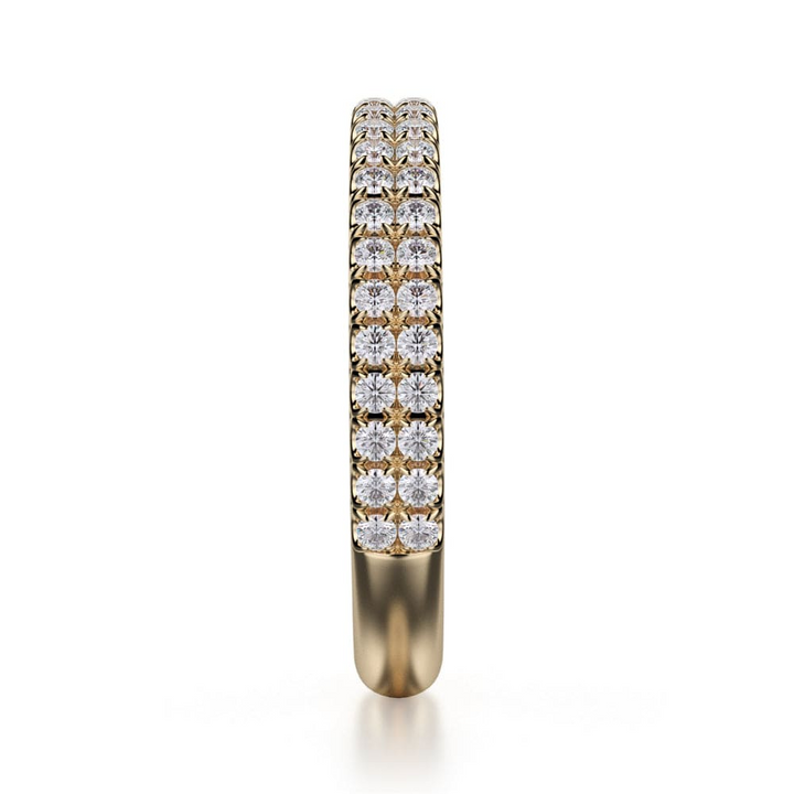 18k Yellow Gold Double Row Diamond Wedding Band