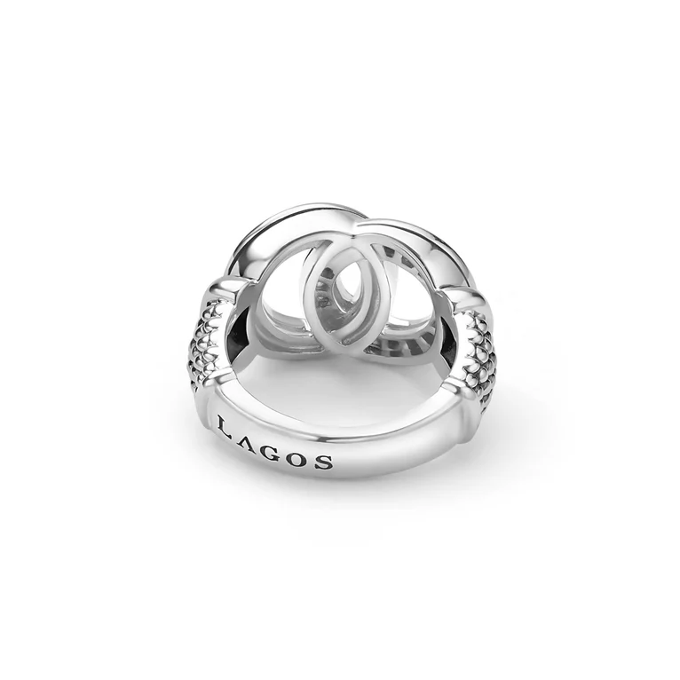 Large Silver Interlocking Diamond Ring