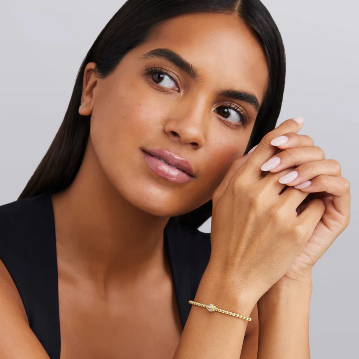 18K Gold Caviar Beaded Diamond Rondelle Cuff Bracelet