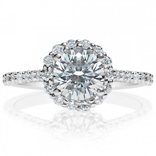 Scalloped Halo Engagement Ring