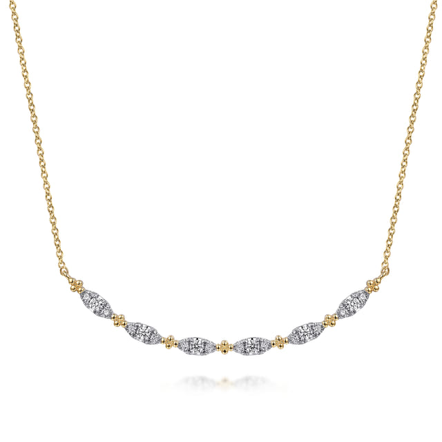14K Yellow Gold Curved Diamond Bar Necklace