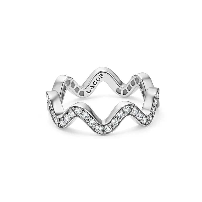 Wave Diamond Eternity Band Ring