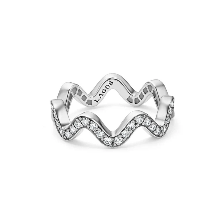 Wave Diamond Eternity Band Ring