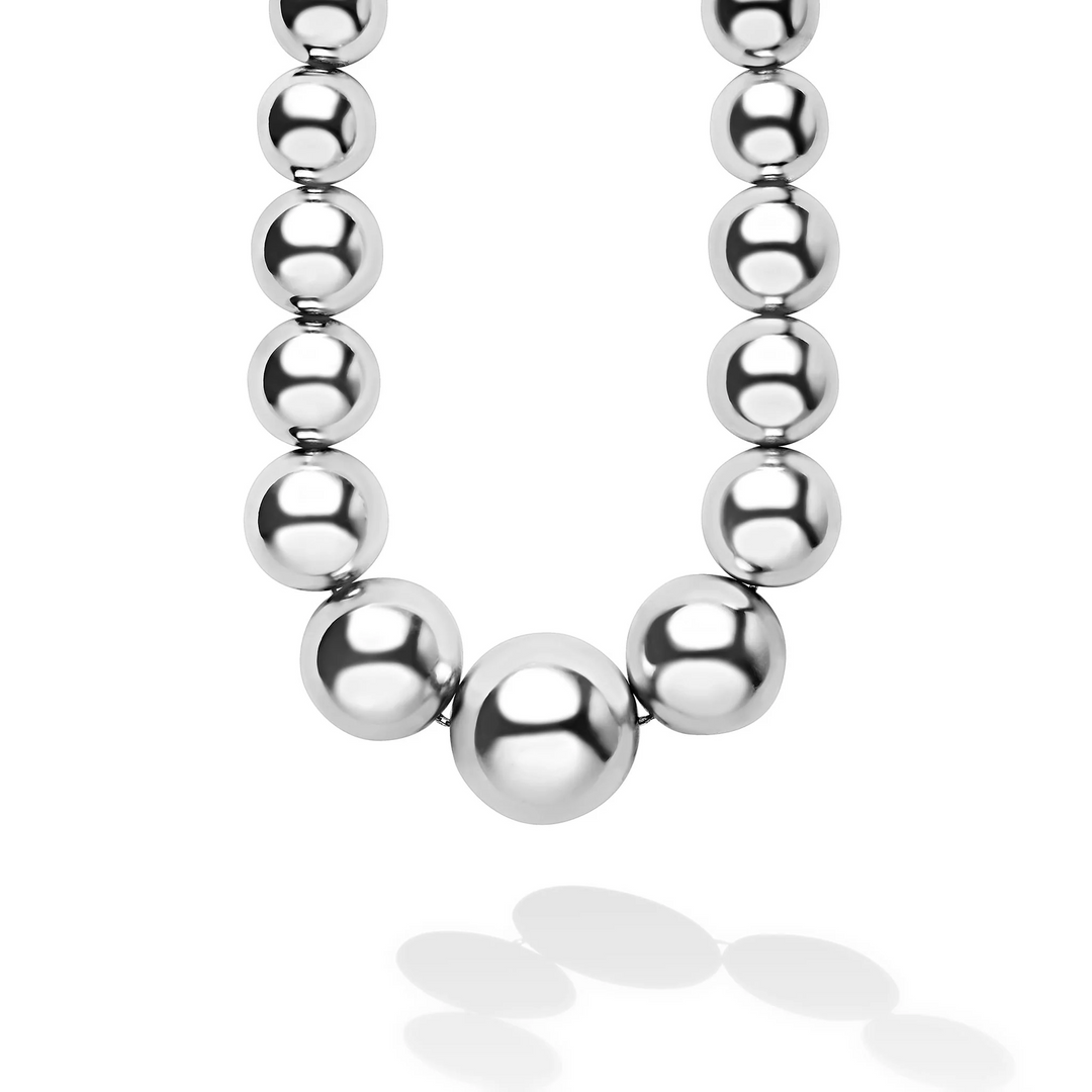 Large Silver Graduated Bead Necklace