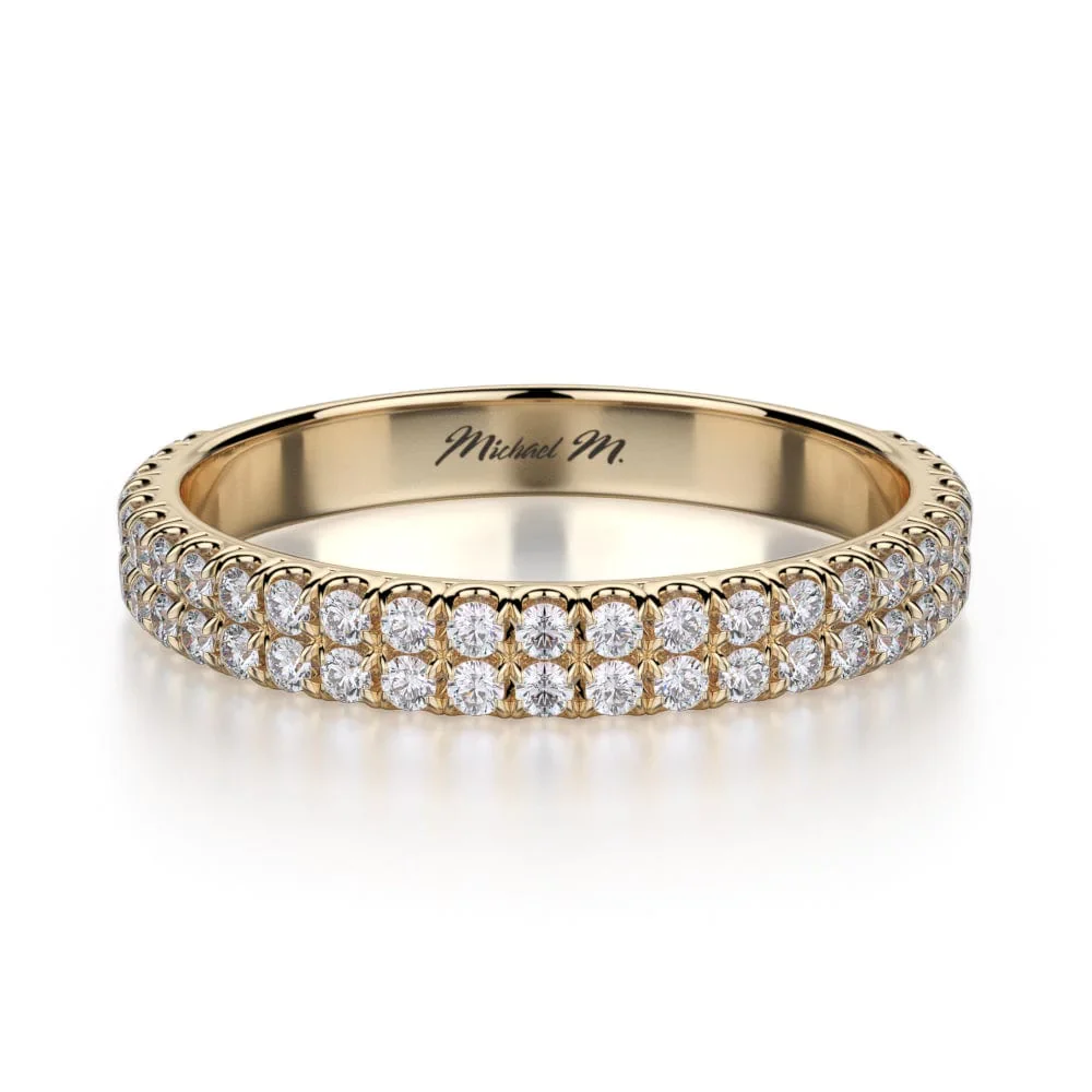 18k Yellow Gold Double Row Diamond Wedding Band