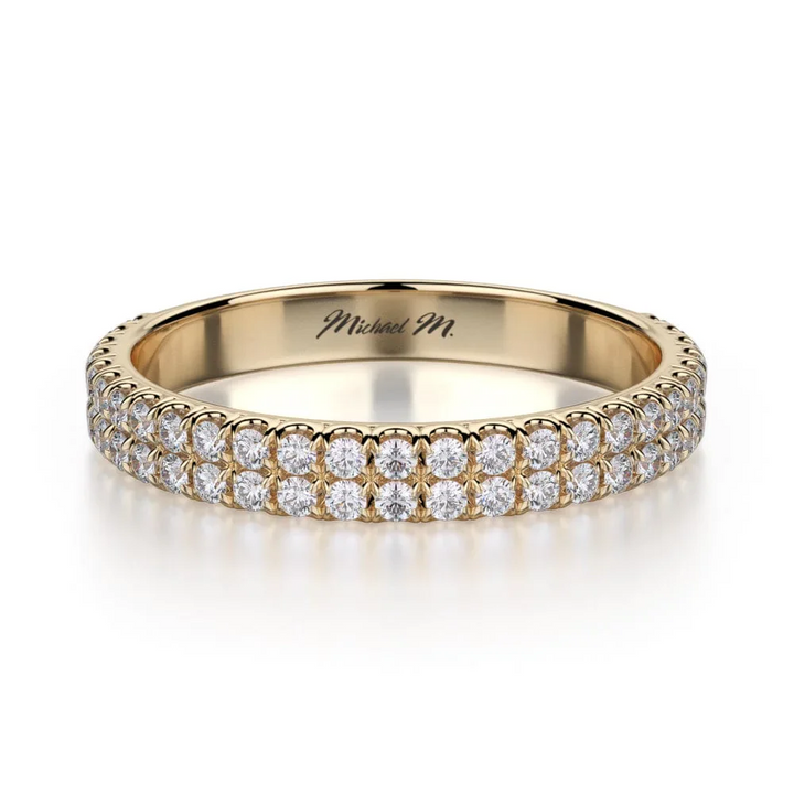 18k Yellow Gold Double Row Diamond Wedding Band