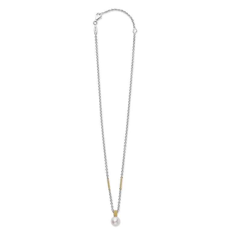 Two-Tone Pearl Pendant Necklace