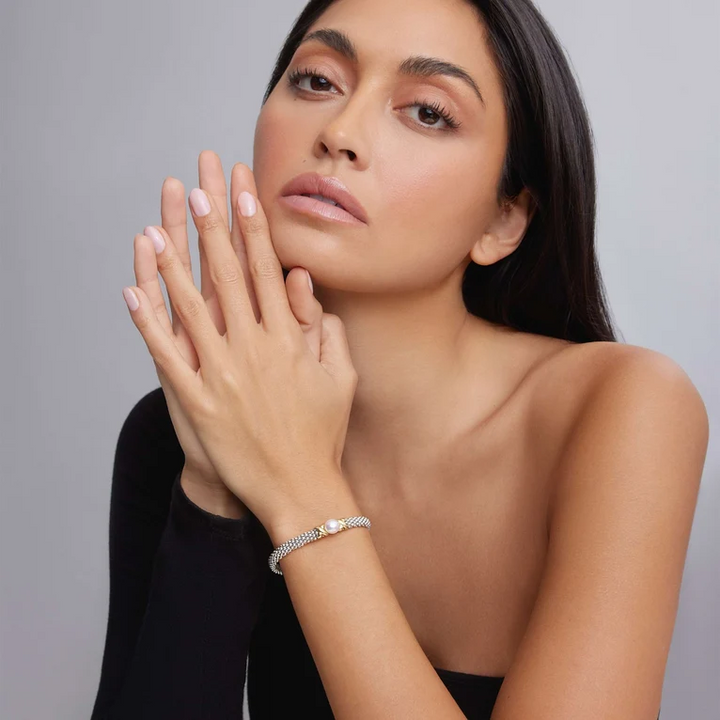 Two-Tone X Pearl Caviar Bracelet