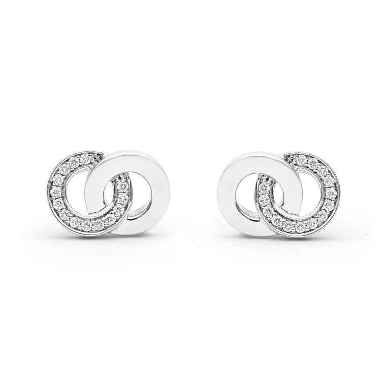 Silver Interlocking Diamond Stud Earring
