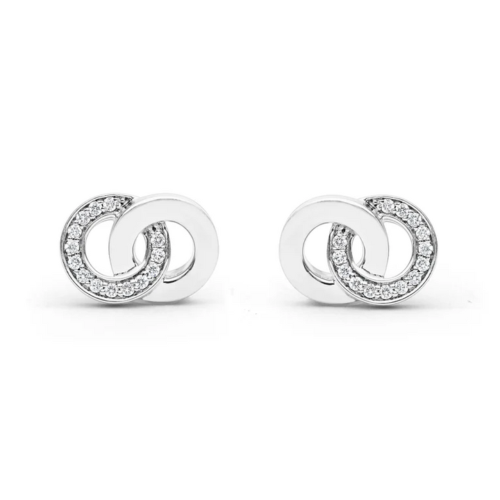 Silver Interlocking Diamond Stud Earring
