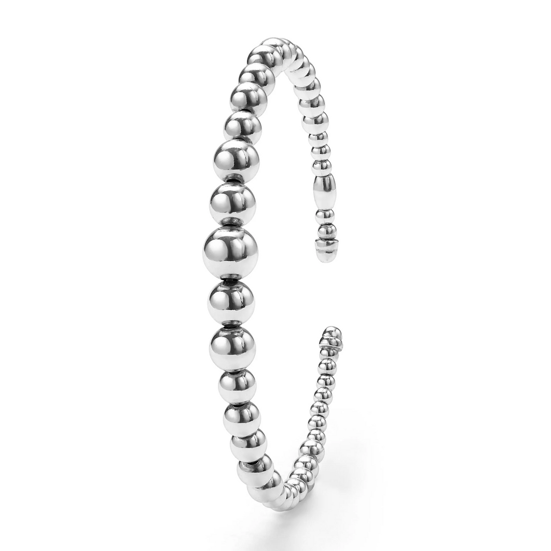 Silver Beaded Cuff Bracelet
