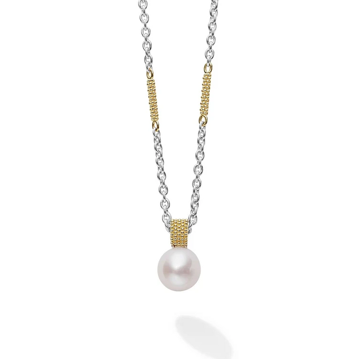 Two-Tone Pearl Pendant Necklace