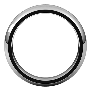 A side-view showing the outside of a white-gold ring is displayed in the middle of a transparent background. The ring features a sleek half-round design