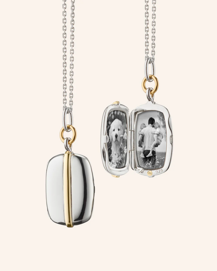 Slim "Brie" Two-Tone Locket Necklace