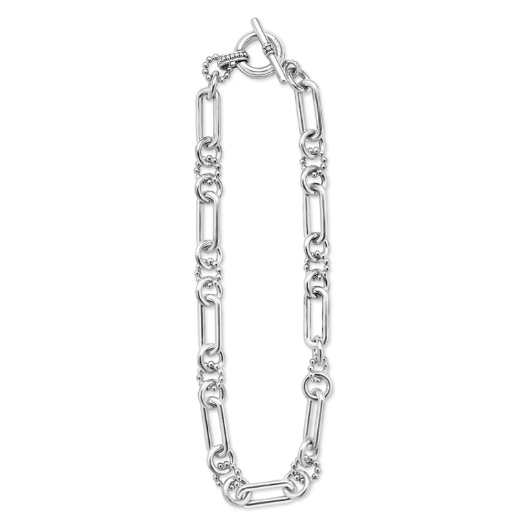 Large Sterling Silver Caviar Link Necklace