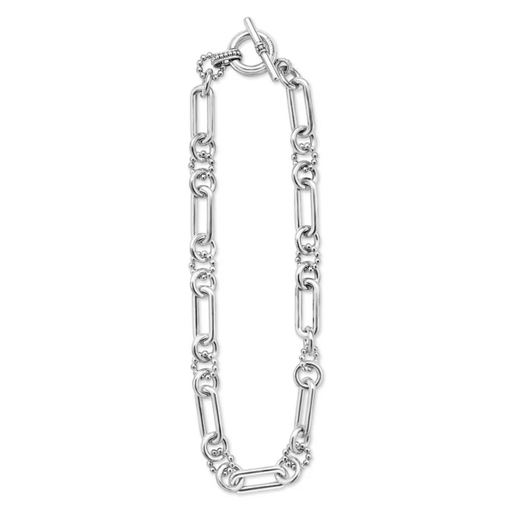 Large Sterling Silver Caviar Link Necklace