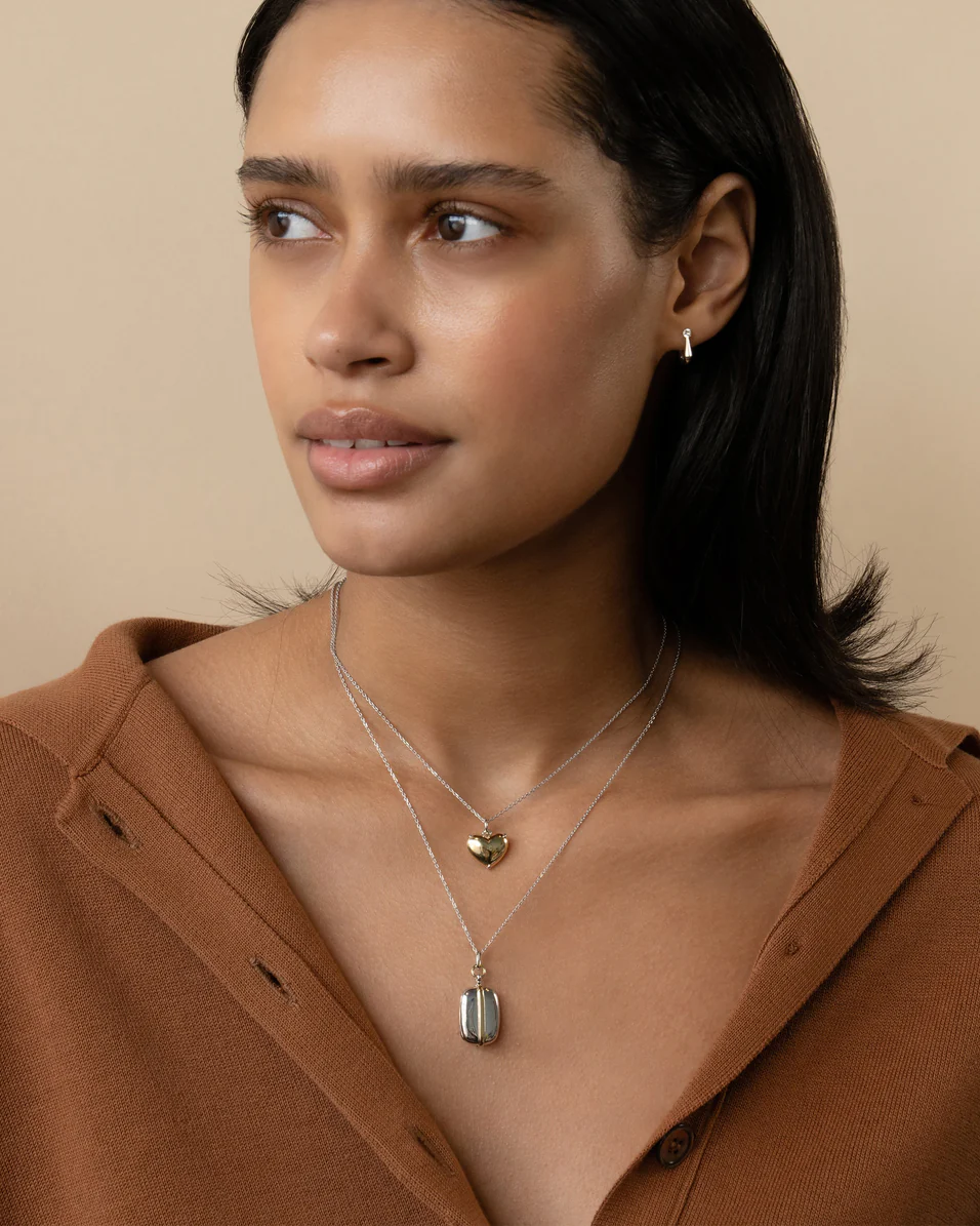 Slim "Brie" Two-Tone Locket Necklace
