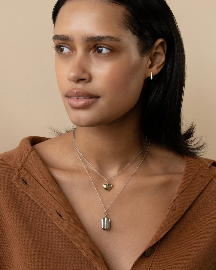 Slim "Brie" Two-Tone Locket Necklace